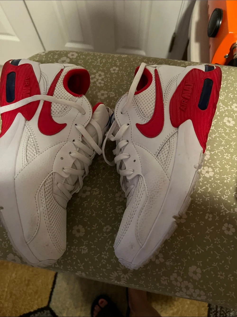 Nike White Sneakers with Red Inner Lining